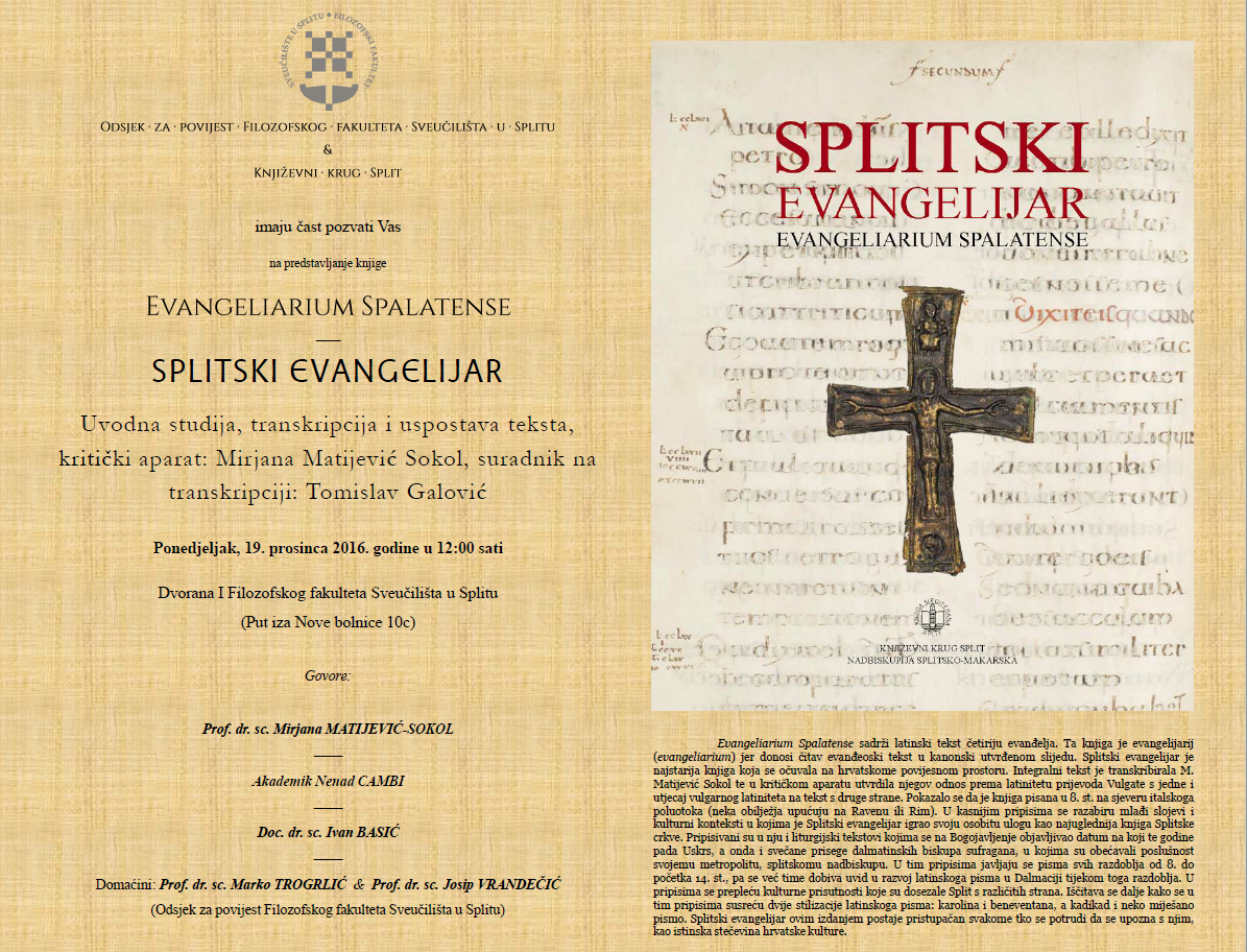 Predstavljanje knjige Splitski evangelijar / Evangeliarium Spalatense