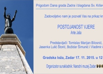 Promocija knjige Ante Jaše „Postojanost vjere” u Zadru